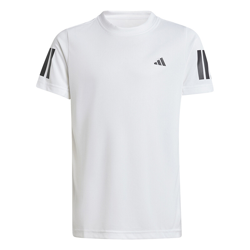 adidas Boys' Club 3 Stripes Tee (White)