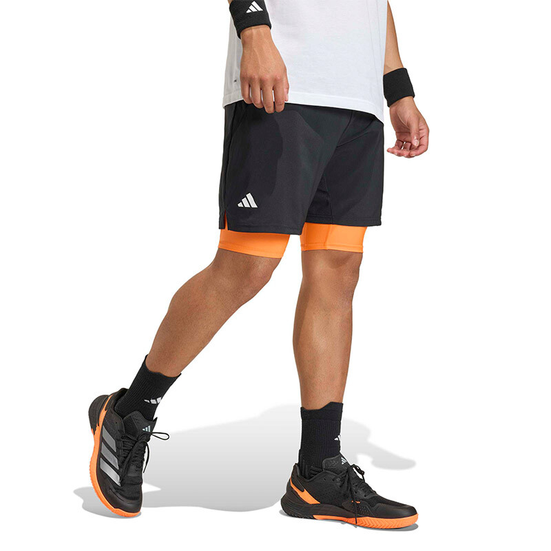 adidas Club 2-in-1 Short (M) (Black/Orange)