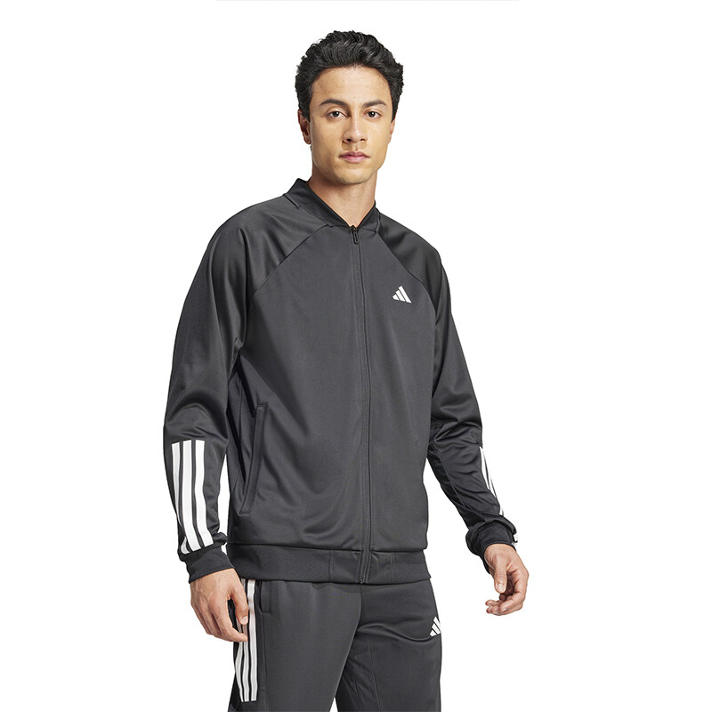 adidas Club 3 Stripes Knit Jacket (M) (Black)