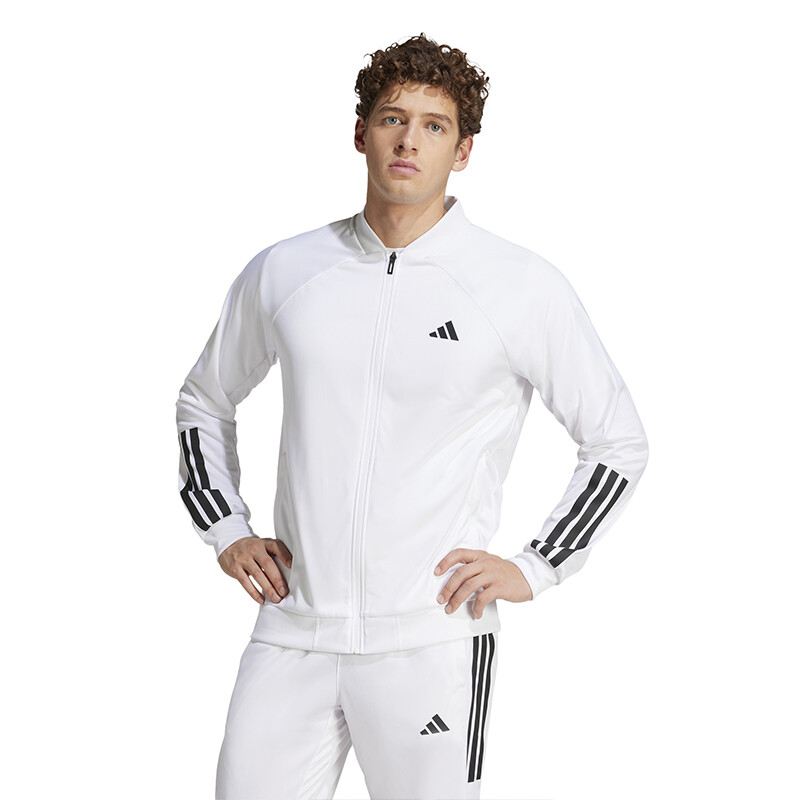 adidas Club 3 Stripes Knit Jacket (M) (White)