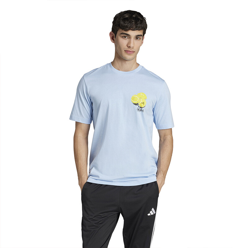 adidas Lounge Still Life Lemons Graphic Tee (M) (Glow Blue)