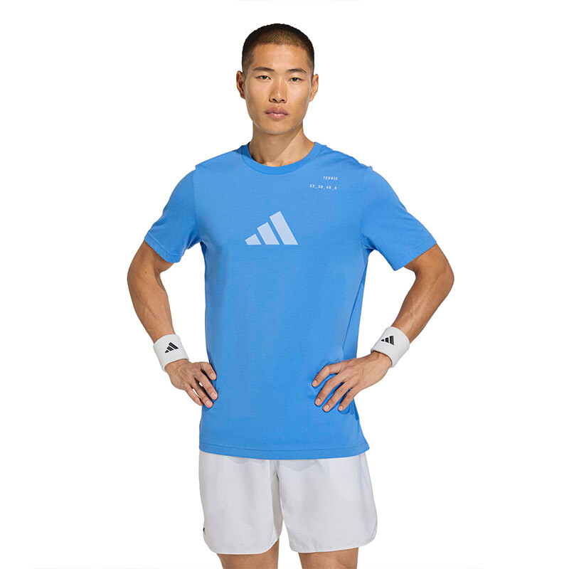 adidas Tennis Category Graphic Tee (M) (Ray Blue)
