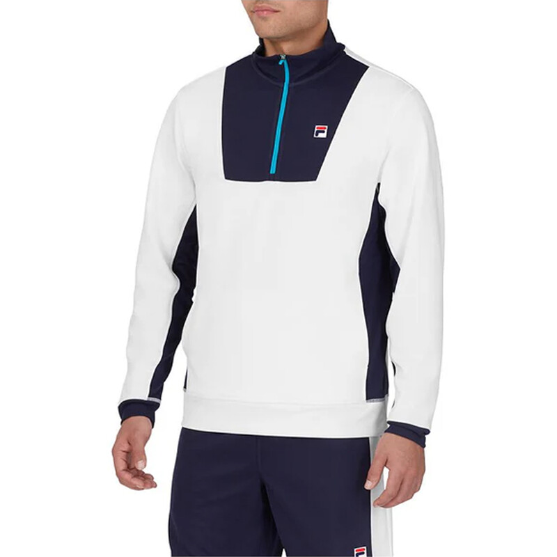 FILA Groundbreaker Long Sleeve 1/4 Zip Top (M) (White/Navy)