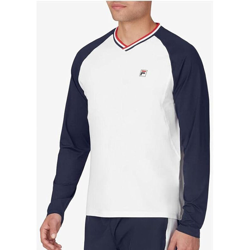 FILA Essentials Heritage Long Sleeve Top (M) (White/Navy)