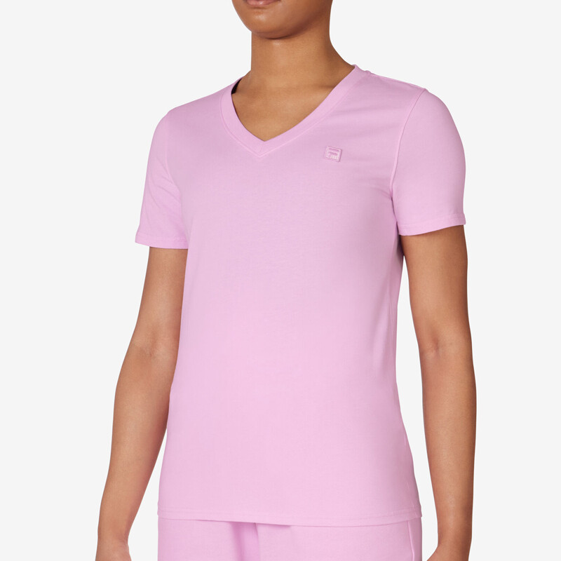 FILA Elevated Essentials V-Neck Tee (W) (Pink)