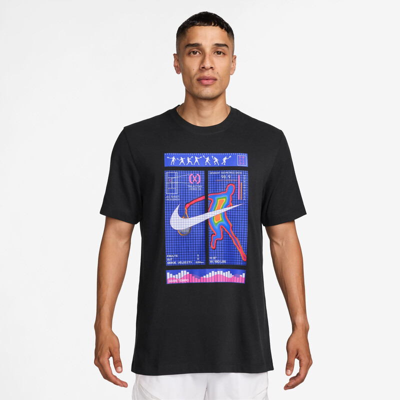 Nike Court Dri-FIT Tennis Tee Print (M) (Black)