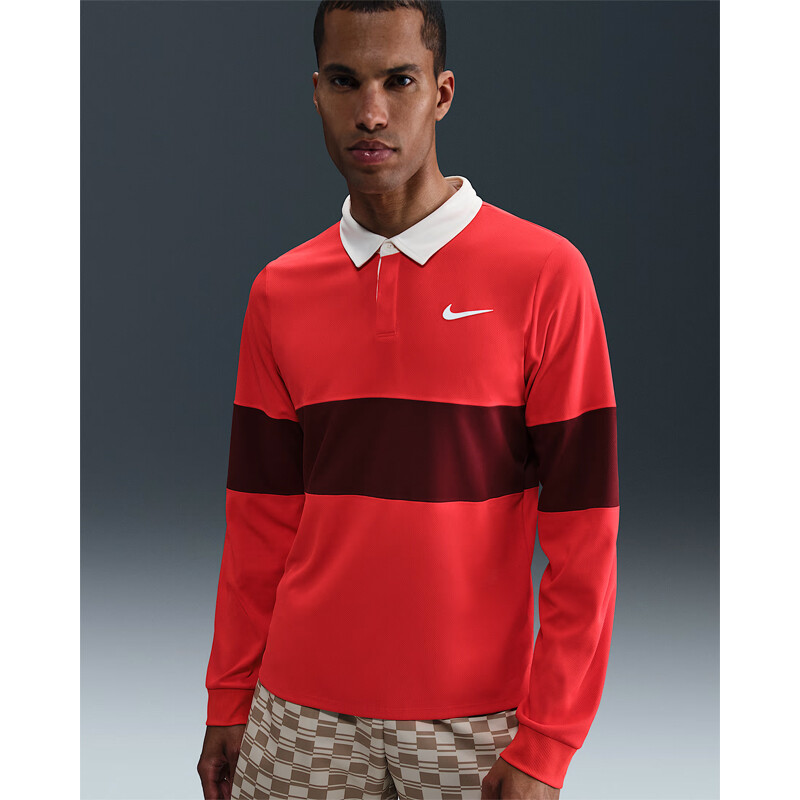 Nike Court Slam RG Long Sleeve Polo (M) (Light Crimson)