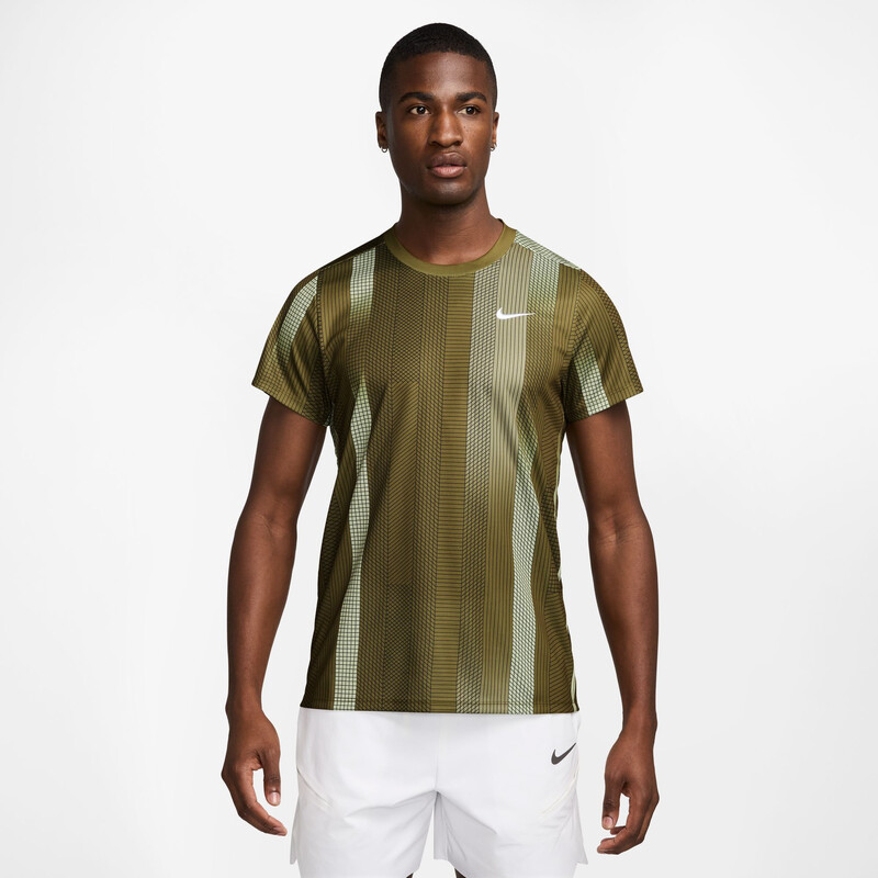 Nike Court Dri-FIT Victory Printed Top (M) (Olive Flak)