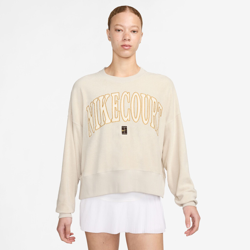 Nike Court Heritage Oversized Crewneck Sweatshirt (W) (Light Orewood Brown)