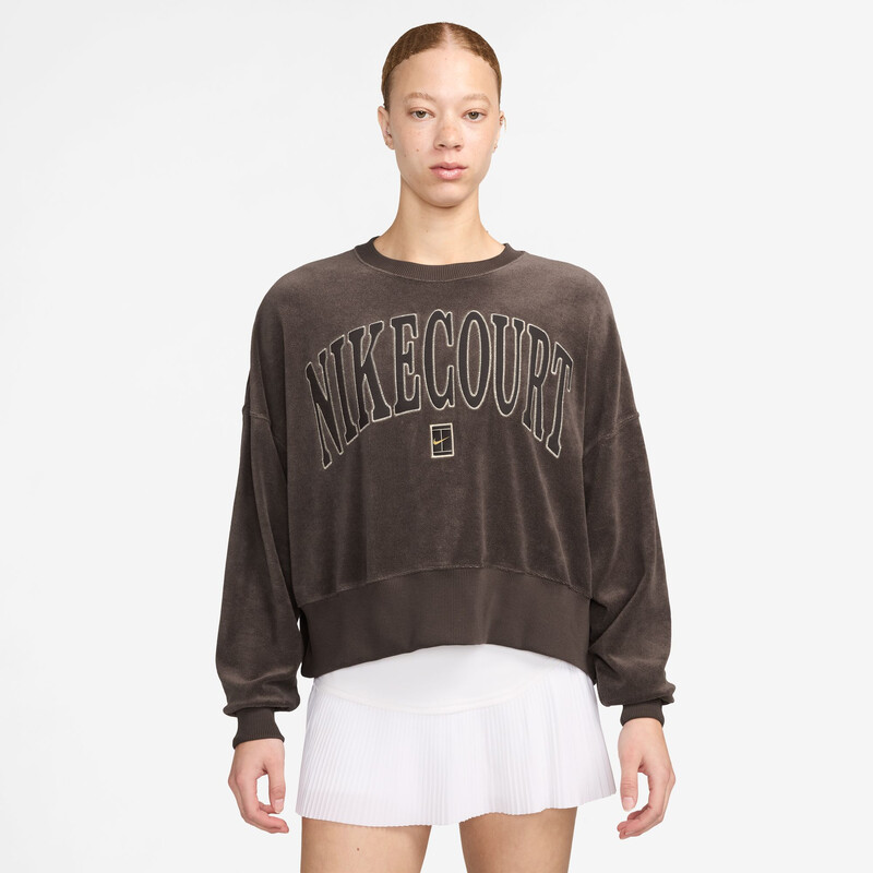 Nike Court Heritage Oversized Crewneck Sweatshirt (W) (Baroque Brown)