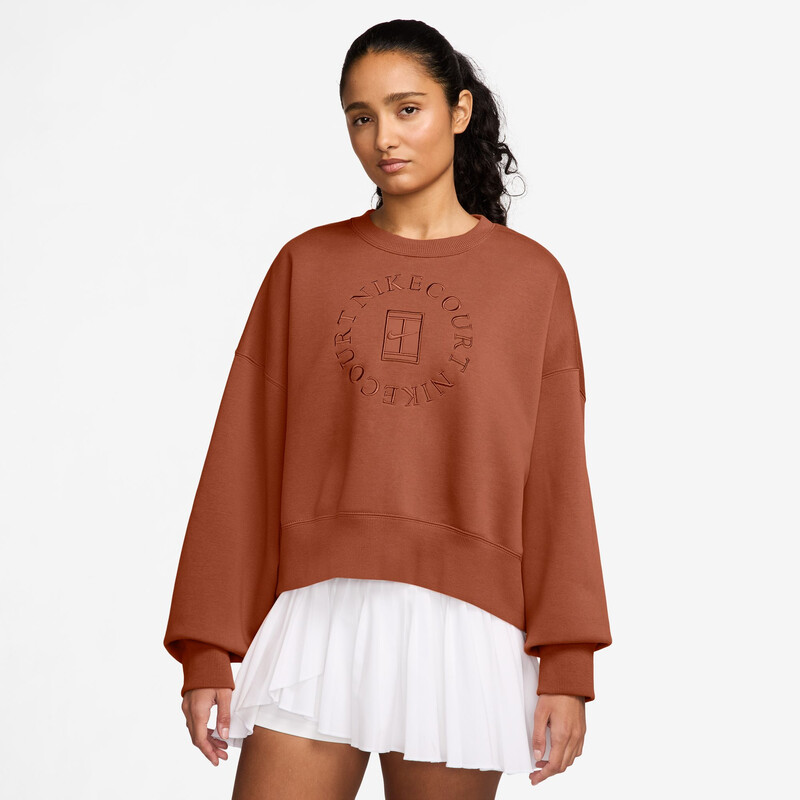 Nike Court Heritage Phoenix Fleece Crew Sweatshirt II (W) (Dark Russet)