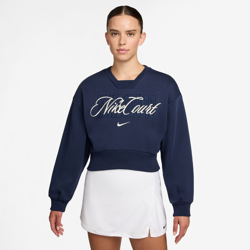 Nike Court French Terry Crew Neck Sweatshirt (W) (Navy)