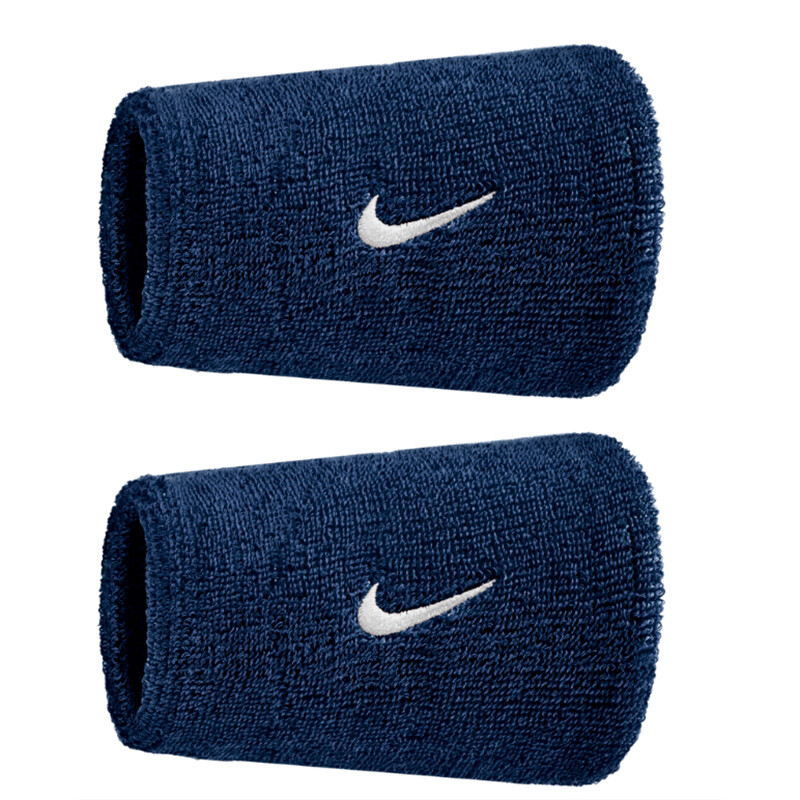 Nike Swoosh Classic Doublewide Wristbands (2x) (College Navy)