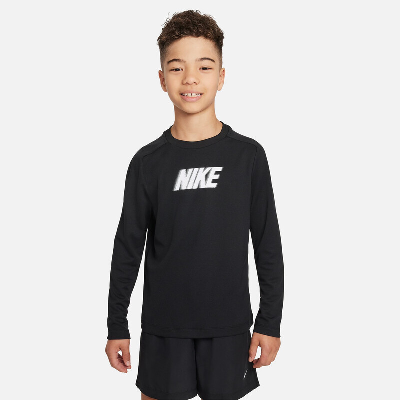 Nike Dri-FIT Multi+ Boys Long Sleeve Top (Black)