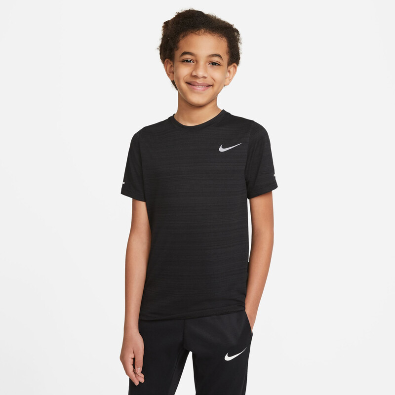 Nike Dri-FIT Miler Boys Short Sleeve Top (Black)