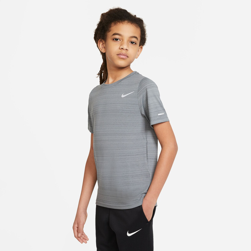 Nike Dri-FIT Miler Boys' Short Sleeve Top (Grey)