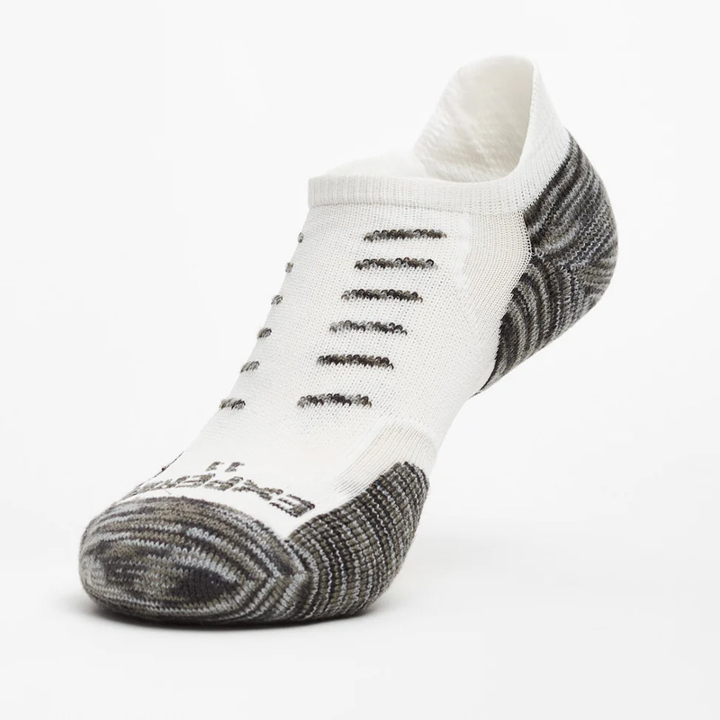 Thor-Lo Experia TECHFIT Light Cushion No Show Tab Rocket Grip (White Grey)