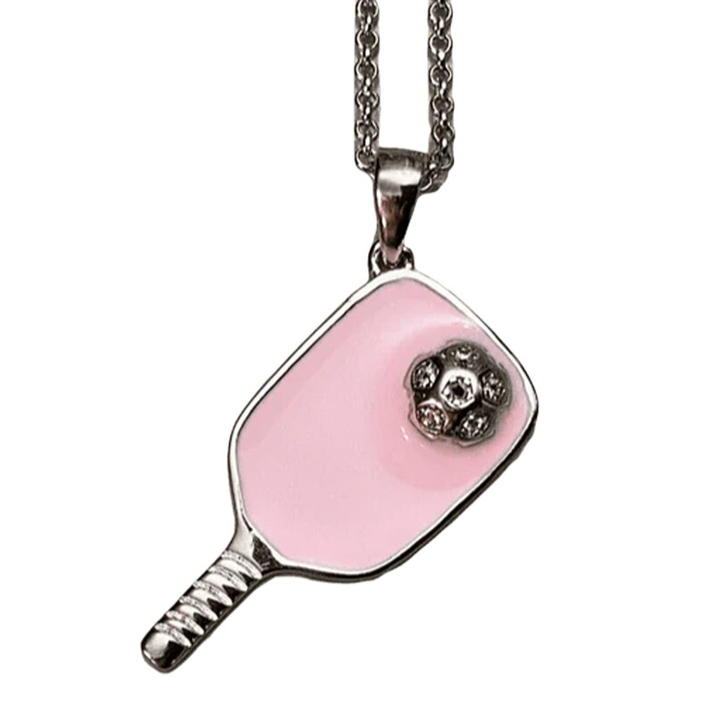 Hit Happy Sleek Pickleball Paddle Necklace (Pink)