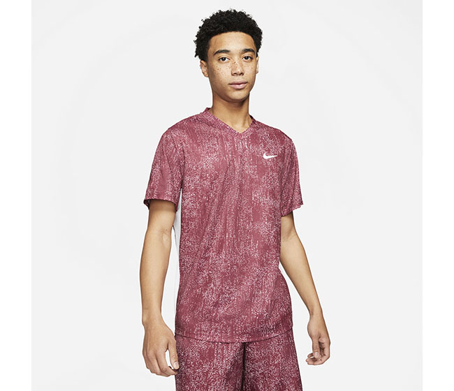 Nike Court DriFit Victory Printed Top (M) (Maroon)