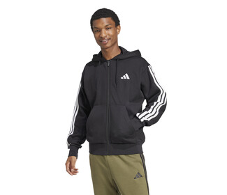 adidas 3 Stripes Full Zip Hoodie (M) (Black)