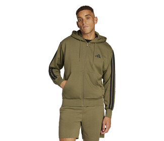 adidas 3 Stripes Full Zip Hoodie (M) (Olive Strata)
