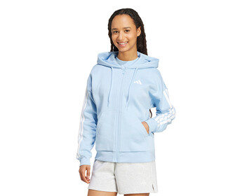 adidas 3 Stripes Fleece Full Zip Hoodie (W) (Glow Blue)