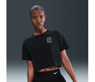 Nike Court Slam Short Sleeve Cropped NY Tee (W) (Black)