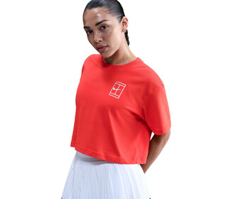 Nike Court Slam Short Sleeve Cropped NY Tee (W) (Lt Crimson)